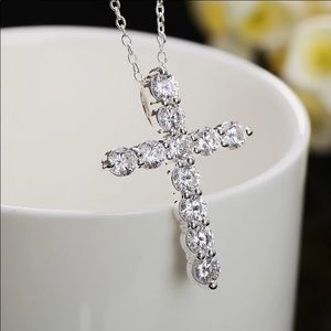 .925 Sterling Silver Crystal Cross